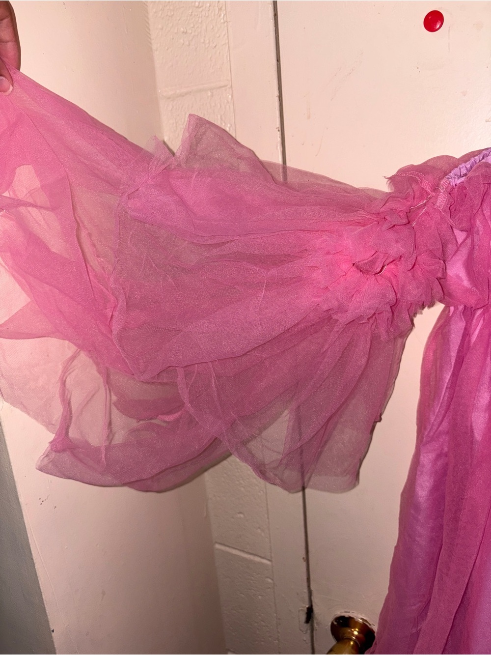 Pink Sheer Puff Sleeve Dress Detail- Size SMALL wore once